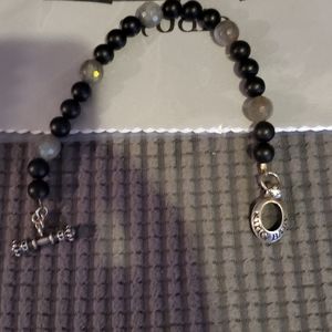 King Baby Studio onyx bead bracelet  .925 sterling silver toggle clasp